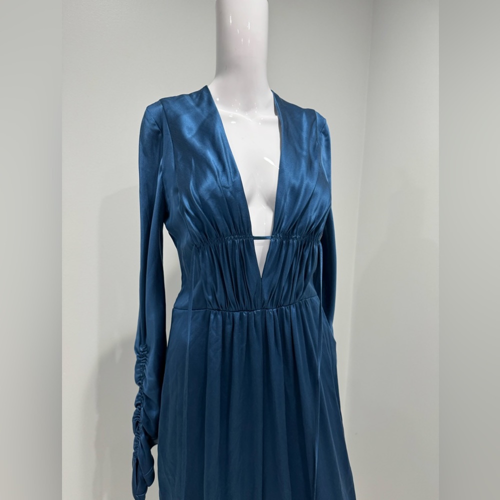 $1495 Alejandra Alonso Rojas Silk Satin Midi-Dress size 6 - Picture 8 of 11